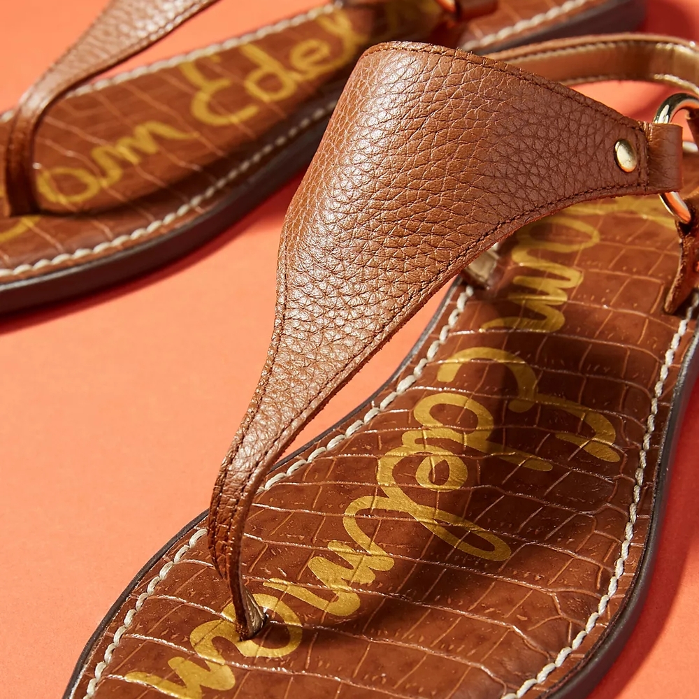 Gold and Brown Leather Sandals
